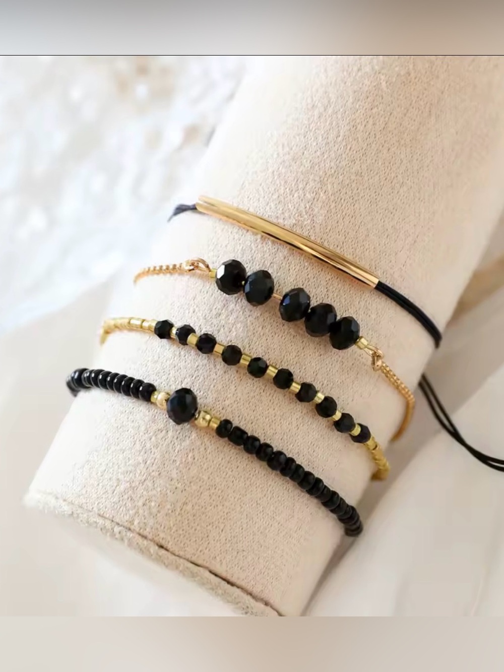 Minimalist Black & Gold Bracelet Stack Set ✨🖤 - Picture 2 of 4